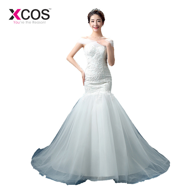 Xcos Vestido De Noiva Princesa Cheap Sexy Mermaid Wedding Dress Real