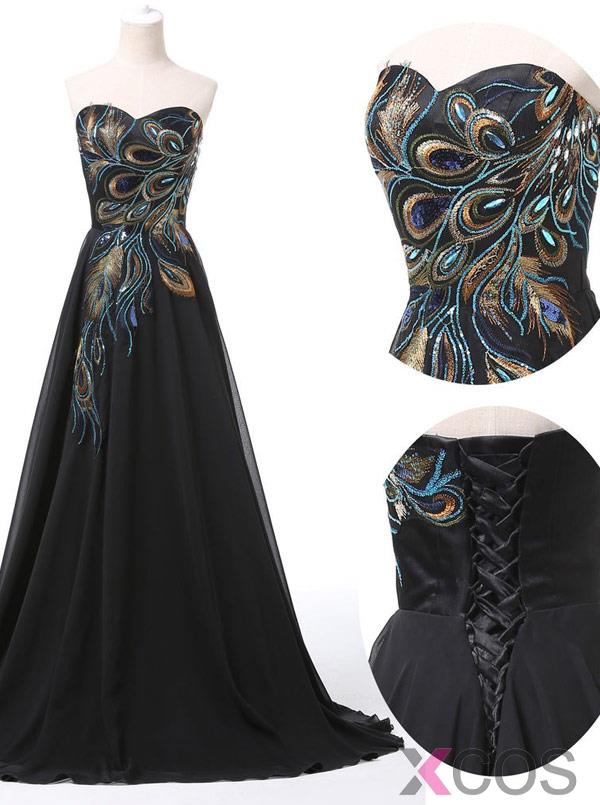 black peacock dress