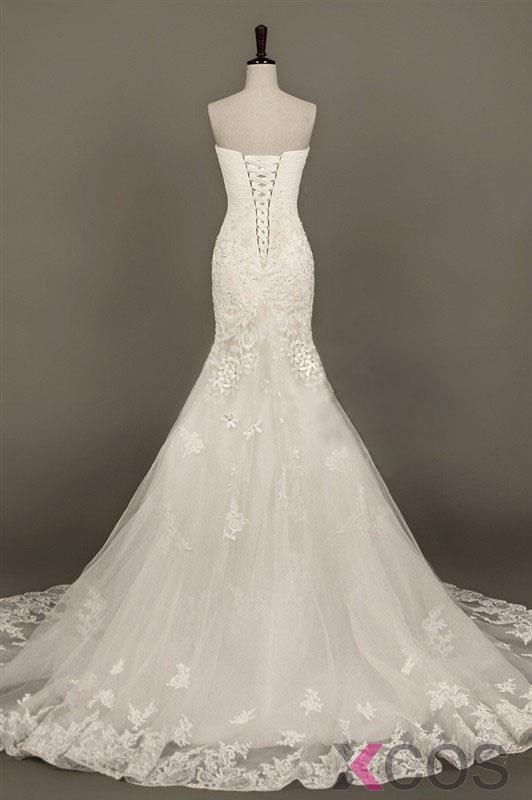 Hot Sale Mermaid Trumpet Sweetheart Court Train Satin Wedding