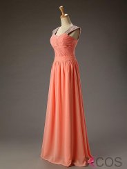 2015 Elegant A-line Sweetheart Capped Floor Length Ruched Chiffon Beading Prom Dress CHPD-7252