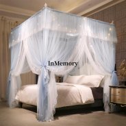 InMemory Double Layer Cozy Drape Netting 4 Opening Mosquito Net for Girls