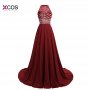 Gorgeous 2018 Chiffon Prom Dresses Long Vestido de Festa Halter A Line Crystal Beaded Floor Length Wedding Party Prom Dress