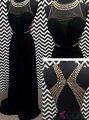 A-line Crew Neck Beaded Backless Long Prom dress-Black Sleeveless Chiffon Prom dress
