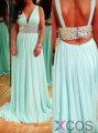 Simple Dress Prom Dresses 2015, Sexy V-neck Prom Dresses, Long Chiffon Dresses, 2015 Prom Dresses CHPD-7046