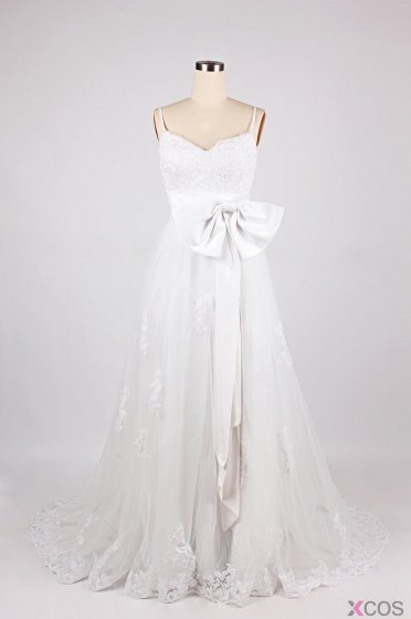 Simple Dress Popular 2015 Wedding Dresses, Sphagetti Lace Wedding Dresses, Ribbon Long Wedding Dresses LAPD-7066