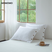 MOMOMO White 100% Linen Pillowcases Set of 2
