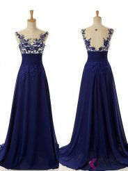 Simple Dress 2015 Hot Prom Dresses, Long Royal Blue Applique Chiffon Prom Dresses, Evening Dresses CHPD-7101
