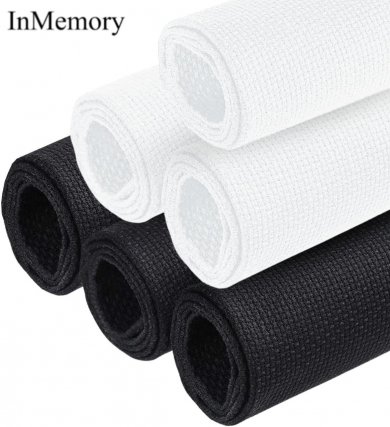 InMemory 6PCS 14/18 Count Aida Cloth 3 Pieces Black and 3 Pieces White Cross Stitch Fabric
