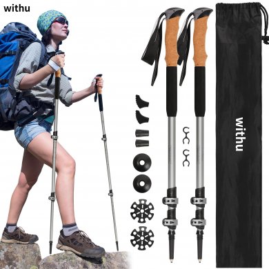 withu Hiking Poles Pack 7075 Aluminum Walking Sticks with Quick Lock