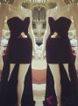 Simple-dress 2015 Elegant A-line Sweetheart High-low Sleeveless Chiffon Black Homecoming Dress/Evening Dress CHHD-8136