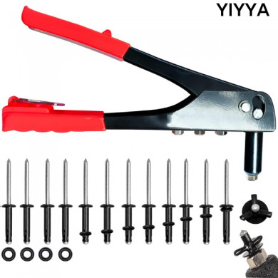 YIYYA 18Pcs Waterproof Tri-Grip Rivets with Manual Single Hand Rivet Gun Set
