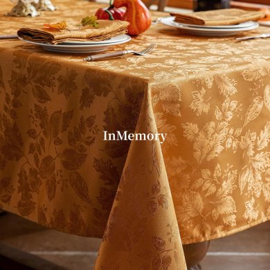 InMemory Jacquard Fabric Rectangle Fall Thanksgiving Tablecloth