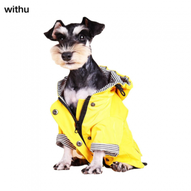 Withu Yellow Water Resistant Stylish Dog Raincoat Jacket with Zip up