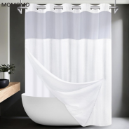 MOMOMO Hookless Shower Curtain with Waffle-Textured Waterproof Fabric Inner Liner