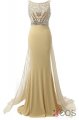 Beauty Mermaid Champagne Long Beaded Prom Party Dresses OK4