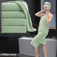 InMemory Texture Green Super Soft Highly Absorbent Extra Large Bathroom Towel Set of 4
