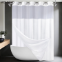 MOMOMO Hookless Shower Curtain with Waffle-Textured Waterproof Fabric Inner Liner