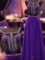 Fashion A-line Scoop Purple Prom Dress With Beading