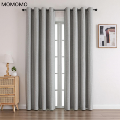 MOMOMO Blackout and Heat-insulating Window Curtains for the Living Room with a Linen-like Texture