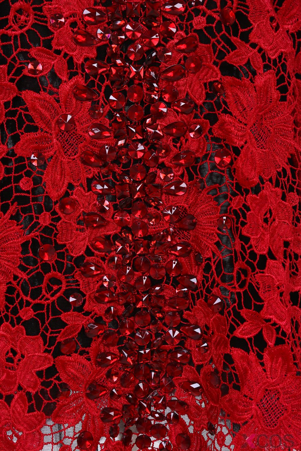 Fashion Jewel Beading Lace Tea-Length Mother of the Bride Dress